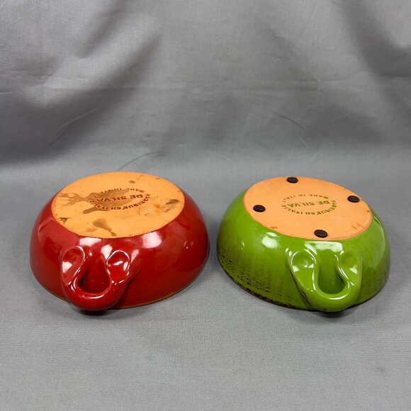 De Silva Earthenware Terracotta Pottery Glazed Green Casserole Chili Bowl Italy - Picture 10 of 13